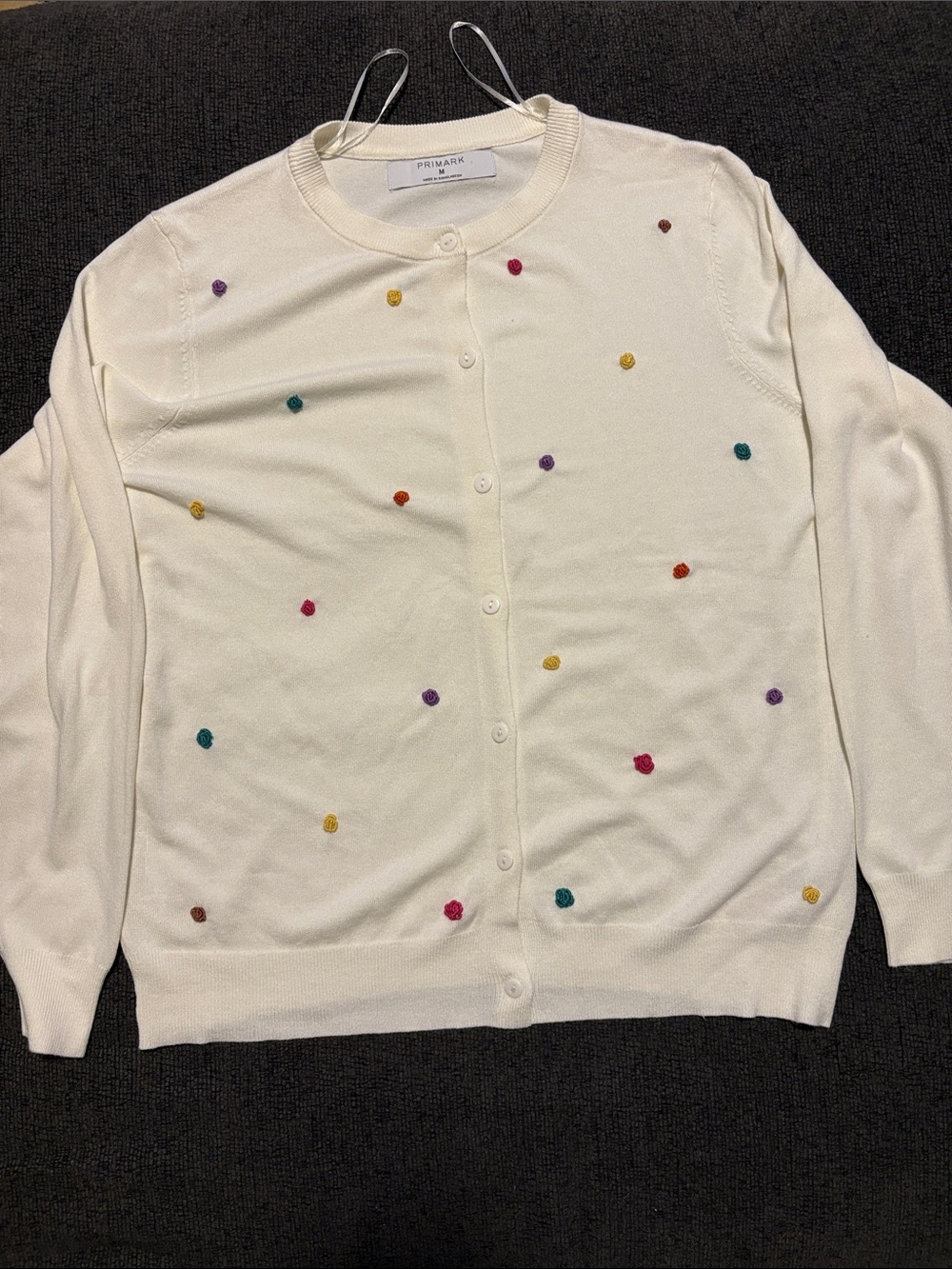 Primark Cream Cardigan with Multicolor Embroidered Roses.